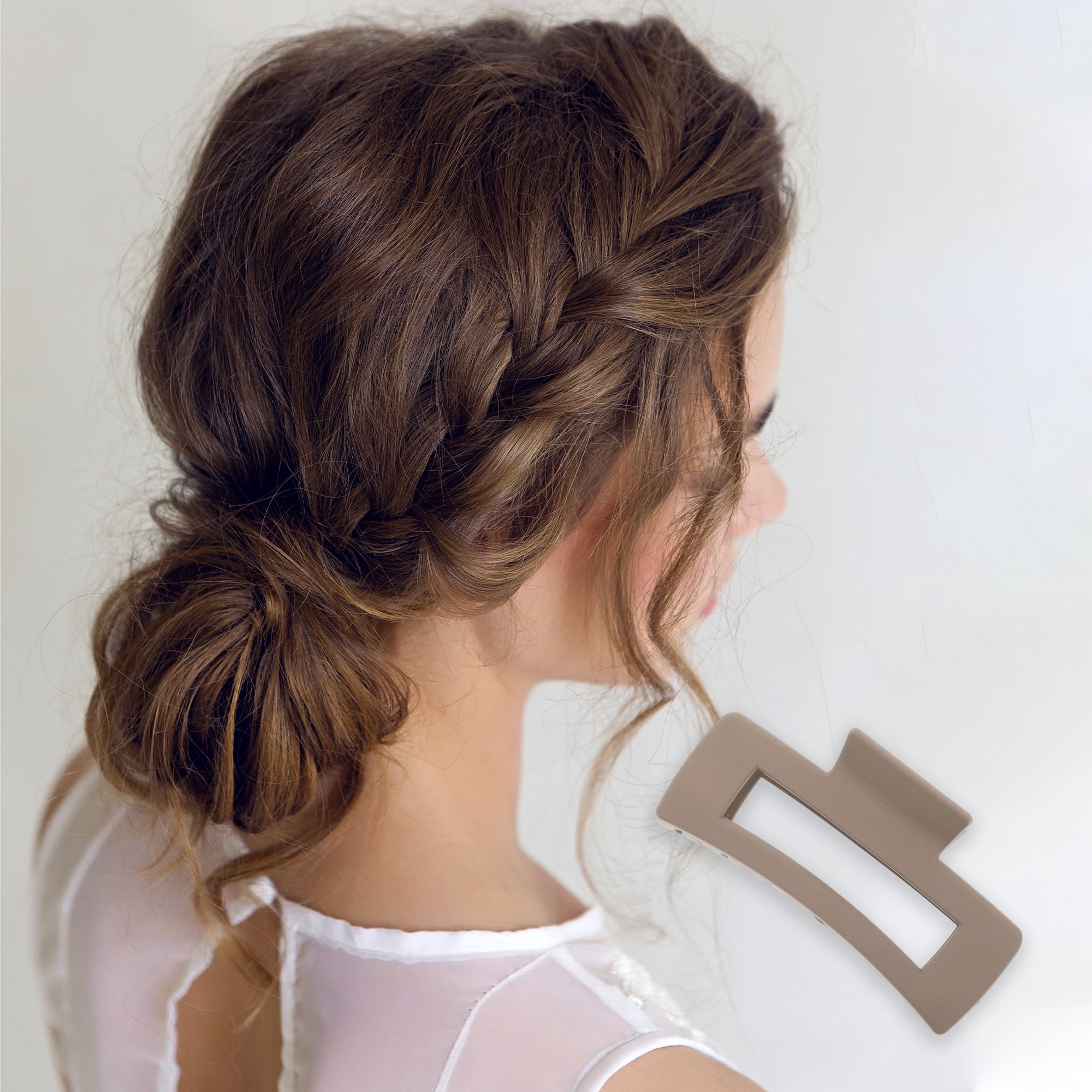 Unique Bargains Rectangle Frosted Hair Clips Orange Brown White Black 4 Pcs