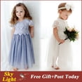 thumbnail image 2 of 2 Colores De Malla De Encaje Vestido De Novia Para Bebé Niña Ropa De Niños Princesa Boda Disfraz De Halloween Navidad Regalo De Cumpleaños Fiesta Conjunto Completo, 2 of 4