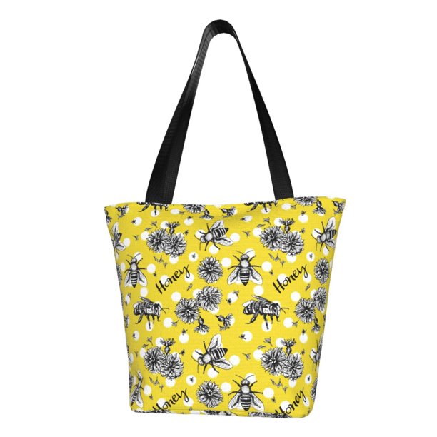 Fotbe Honeybee Bolsa de Playa con Estampado, Bolsa de Hombro, Bolsa de Mano Espaciosa, Bolsa de Viaje Ligera, Bolsa de Compras Versátil