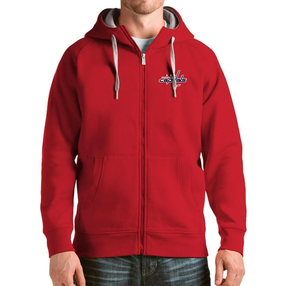 Men's Antigua Red Washington Capitals Logo Victory Full-Zip Hoodie