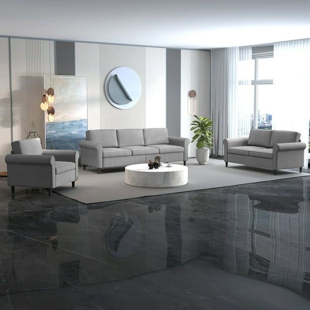 Mjkone Soft Couches Set for Living Room,3 Piece Modular Sleeper Sofa