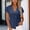 Dark Blue, variant on Women's Summer Denim V Neck Short Sleeve Asymmetric Button Top, Casual Loose Lightweight Blouse Tee Navy XL