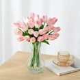 thumbnail image 4 of Fake Tulips Artificial Flowers Real Touch Pink " Silk Flower for Home Kitchen Decor Mother's Day Spring Easter Wedding Bouquet Decorations Office Floral Arrangements(Light Pink), 4 of 5