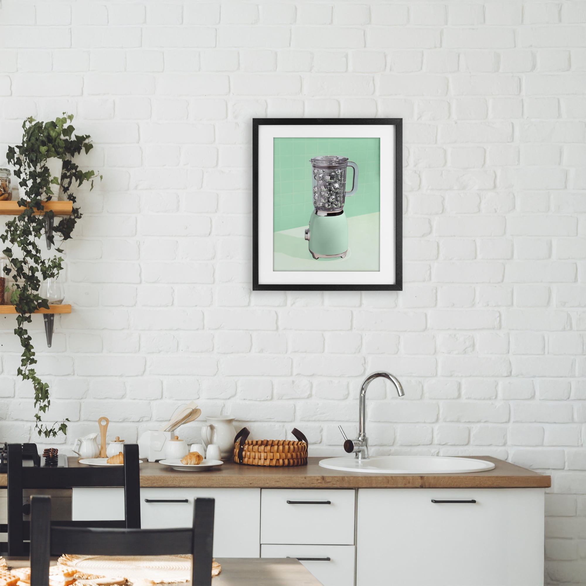 Stupell Industries Disco Drink Blender over Green Black Framed Print Under Glass, design by LISH Creative