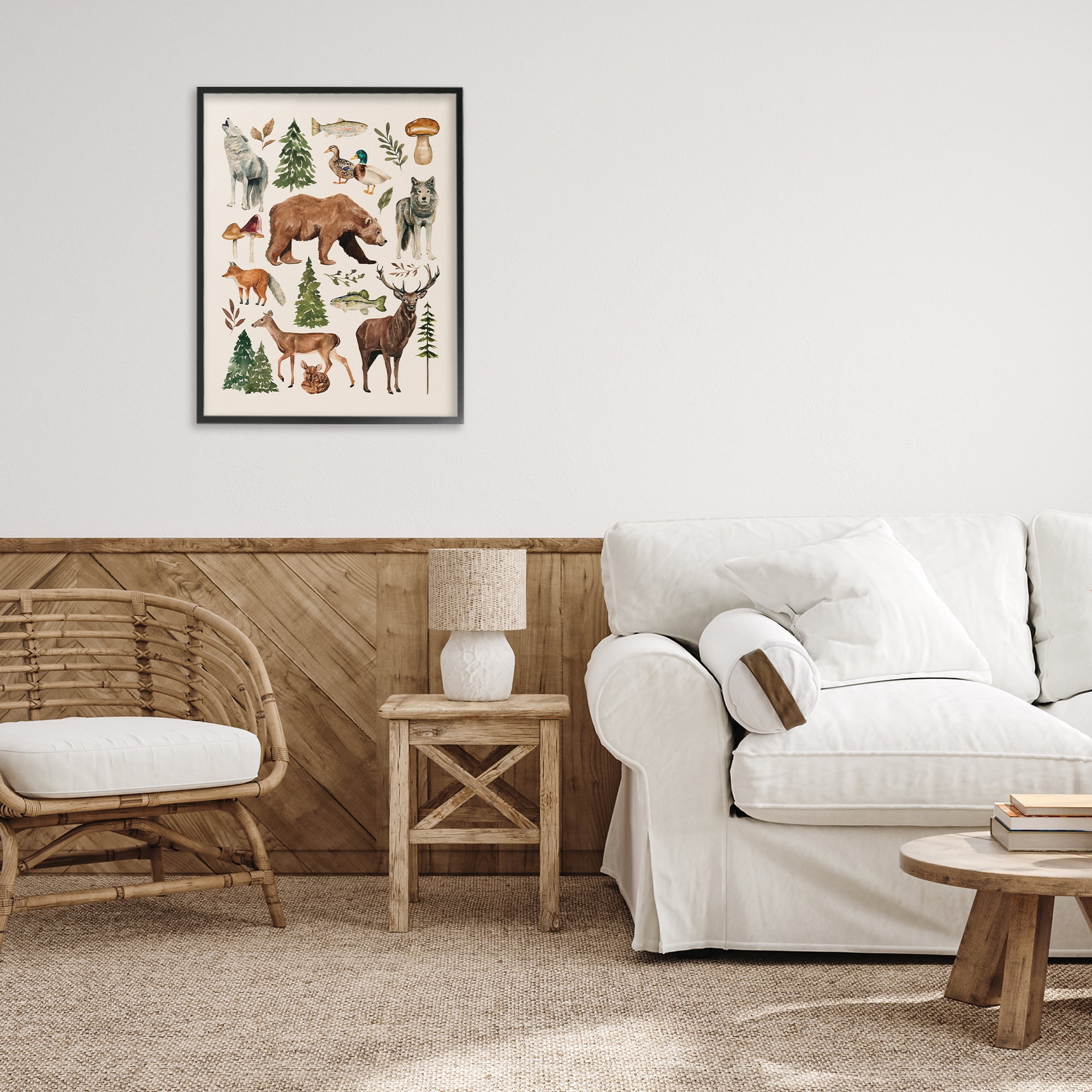 Stupell Industries The Wild Wood Animals Black Framed Giclee Art, design by Bethany Sandoval