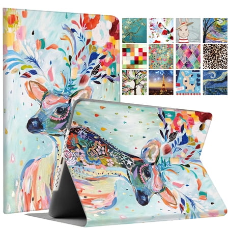 iPad 9.7 Inch 5 6 Air 1 2 [iPad 5th 6th Air 1st 2nd ] A1893 A1954 A1822 A1823 A1566 A1567 A1474 A1475 A1476 Printed Folio Magnetic Smart Protective Classic Design Cover - Deer Print