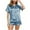 Sky Blue, variant on SwiftWear Women's Light/Dark Blue Satin Pajama Set - 2-Piece Notch Collar Button-Up Shirt & Contrast Trim Shorts with White Piping, Breathable Summer Sleepwear & Loungewear Gift Set