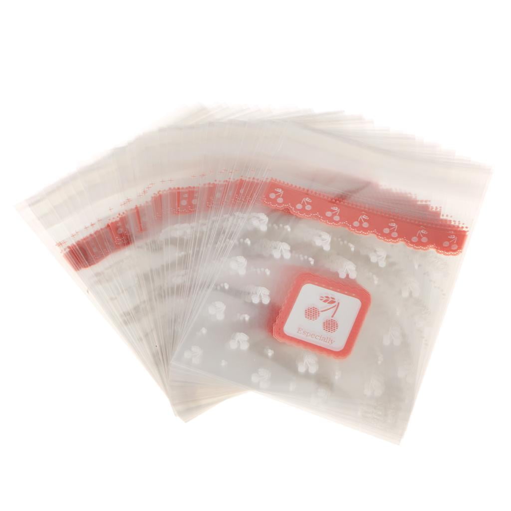 100 Pieces Candy Bags Christmas Cellophane Bag - Cherries, as described