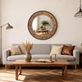 thumbnail image 5 of MODE HOME Rustic Round Wall Mirror 30 Inch, Natural Wood Frame with Black Metal Trim, Industrial Farmhouse Round Wood Mirror, Decorative Wall Mirror for Bathroom, Living Room, Entryway, 5 of 7