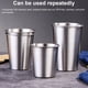 thumbnail image 4 of Bewildely Taza de café de acero inoxidable para agua potable, taza para té, bebidas espesas, soporte apilable reutilizable, regalo para acampar, hogar y Mostrada Plata 260ML Bewildely HA010590-01, 4 of 6
