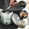 thumbnail image 4 of Yayeee Ashtray with Lid for Cigarette Smokeless Stainless Steel Home Ash Holder, Foggy Forest, 4 of 7
