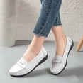 thumbnail image 5 of Miluxas Women's Business Loafers Work Casual Flats Shoes Lightweight Penny Leather Slip On Walking Shoes White 9.5(43), 5 of 9