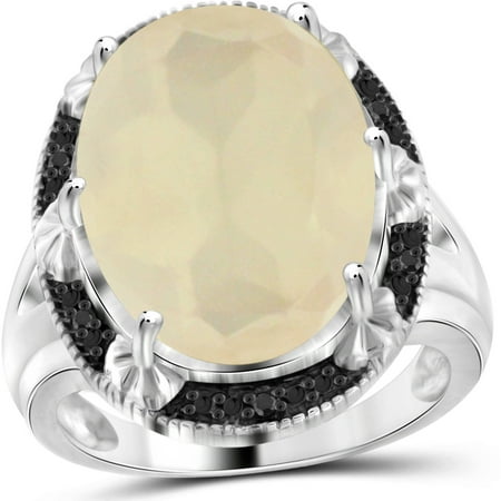 JewelersClub 11 Carat T.G.W. Moonstone and Black Diamond Accent Sterling Silver Ring