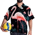thumbnail image 4 of Flamingo Tropical Rainforest Men's Short Sleeve Beach Shirts, Casual Printed Button Down Poplin Shirt Summer., 4 of 6
