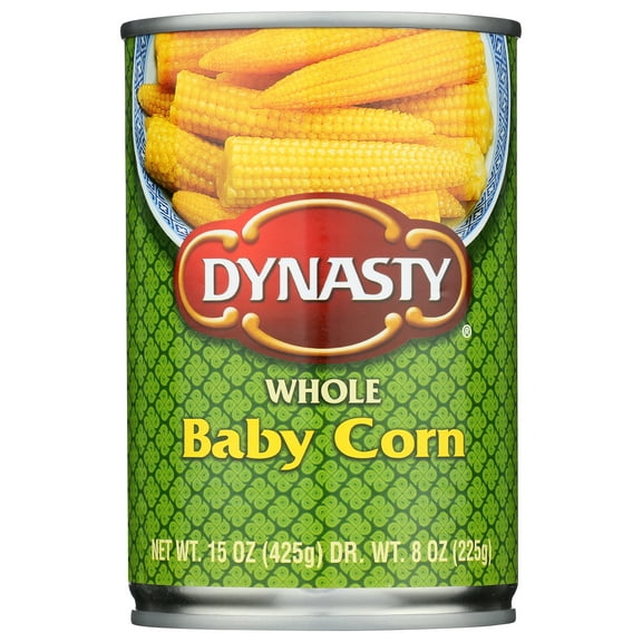 Pack of 12, Dynasty Whole Baby Sweet Corn, 15 oz