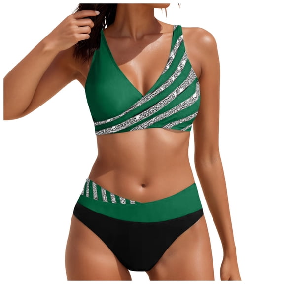 Two Piece Tummy Control Bathing Suits for Women Push Up High Waisted Bikini Set Halter Sexy Bikinis Swimsuit Vintage Ruched Bottoms Swimwear
