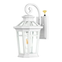 Dawn to Dusk Outdoor Light Fixture, White Front Porch Lights Wall Mount, Exterior Sconce Light with E26 Socket, Anti-Rust Coach Lights for Garage, Waterproof Outdoor Lighting for House, Patio