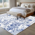 thumbnail image 4 of Blue Flower Plant Area Rug 5x7 FT, Non Slip Bedroom Throw Carpet, Retro Country Tree Branch Leaves Washable Soft Floor Carpet Non-Shedding Rug for Dining Room Bedside Classroom Desk, 4 of 9