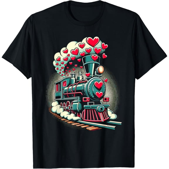 Locomotive Heart Cute Train Valentine's Day Boys Kids T-Shirt