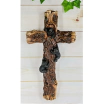 Ebros Rustic Western 3 Playful Climbing Black Bears Wall Cross Decor 14.25" H
