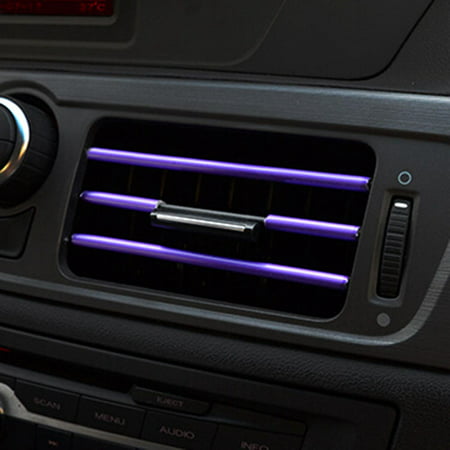 Kaboer 10 Pcs Car Interior Diy Automobile Decoration Moulding Trim Strip Line Sticker Insert Type Air Outlet Dashboard Decoration Strip Accessories