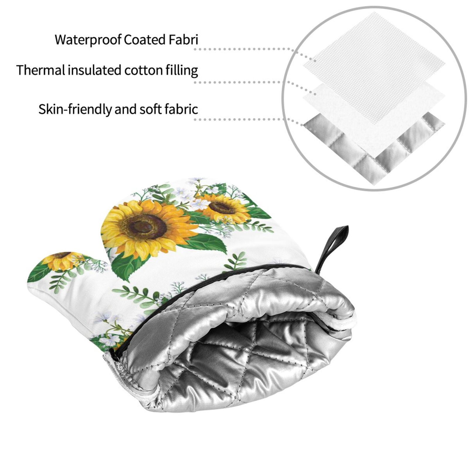 Naloa Sunflowers (2) Oven Mitts and Pot Holders 4 pcs Set, Cooking Baking Grilling Kitchen Oven Glove for Cooking