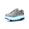 thumbnail image 4 of Daeful Youth Skate Shoes with Wheels Sneakers Luminous Trainers Breathable LED Light Kids Comfort Roller Shoes Silver 7.5, 4 of 9