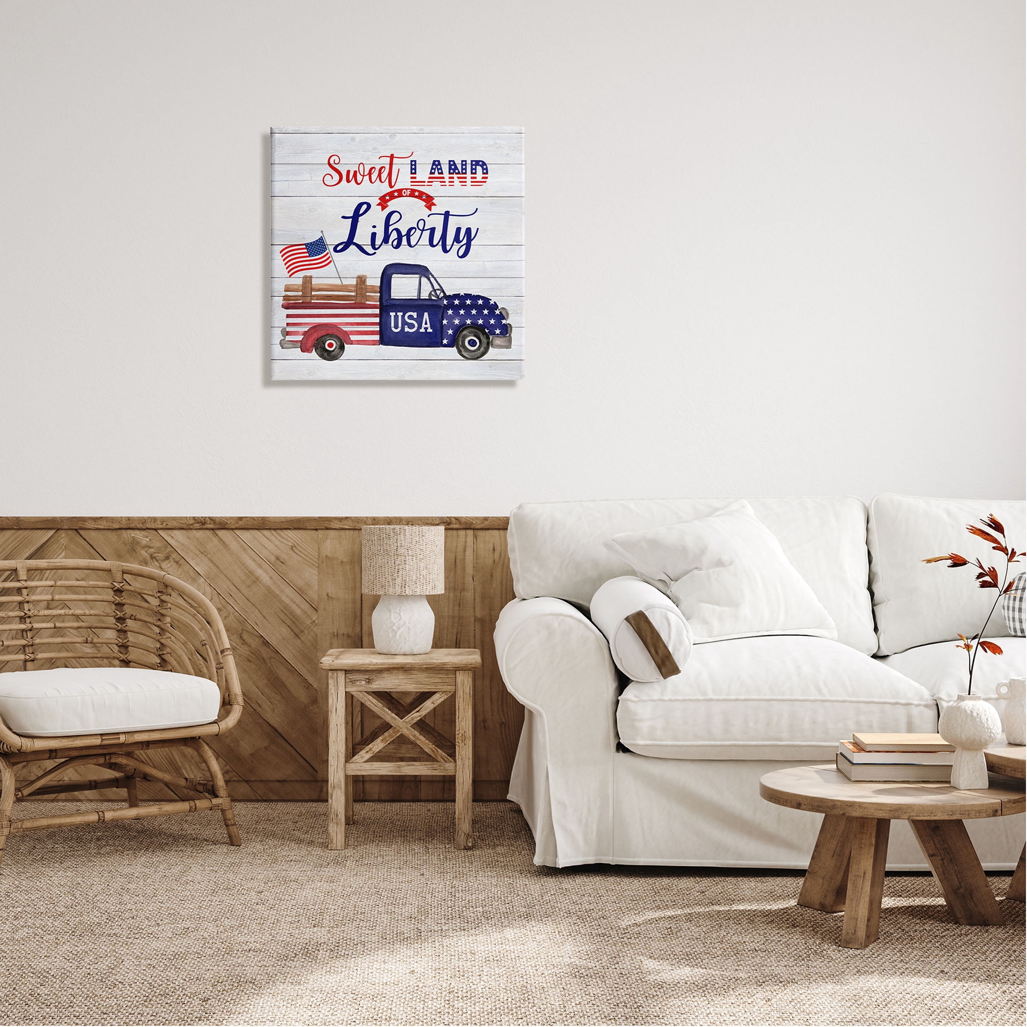 Stupell Industries Country Liberty Phrase Holiday Painting Gallery Wrapped Canvas Print Wall Art, 24 x 24