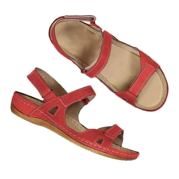 huanledash Women Fashion Low Wedge Heel Shoes Peep Toe Adjustable Double Strap Sandals