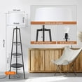 OUTON Tripod Floor Lamp with Shelves, Wood Shelf Floor Lamp with 3