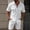 White, variant on GSPCLAM 2 Piece Hawaii Outfits Sets for Men Solid Textured Crinkle Button Up Shirt with Pockets Lightweight Drawstring Shorts Suits for Poolside