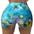 thumbnail image 2 of Haiem Corals and Tropical Fish No Front Seam Biker Shorts for Women Yoga Workout Gym Bike Shorts with Tummy Control Moisture-Wicking-Large, 2 of 9