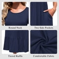 thumbnail image 4 of TARAINYA Summer Women Short Sleeve Long Dress Casual Round Neck Pocket Dress with Cascading Ruffle Hem Loose Elastic Waist Long, 4 of 8