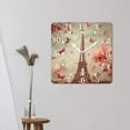 thumbnail image 3 of 10 Inch Wall Clock Battery Operated Square Clock for Office, Kitchen, Outdoor, Living Room,Vintage Butterflies and Paris Graceful, 3 of 4