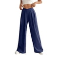 thumbnail image 2 of Patlollav Womens Solid Wide Leg Palazzo Lounge Pants Casual Straight Leg High Waist Stretch Pants, 2 of 6