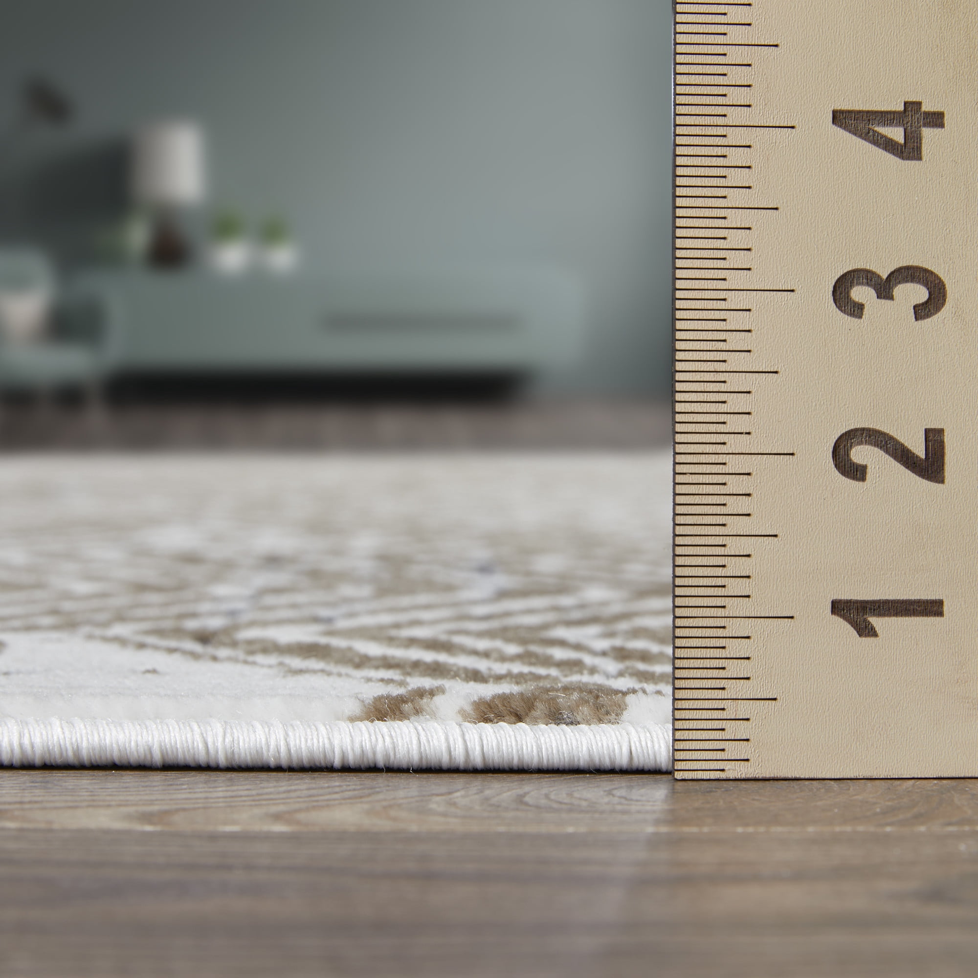 Loomaknoti Aysal Armelar 6' x 9' Beige Chevron Polypropylene Indoor Area Rug