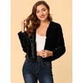 thumbnail image 3 of Abrigo mullido de piel sintétisin cuello chaquerecortacálide invierno pamujer Negro XS, 3 of 6