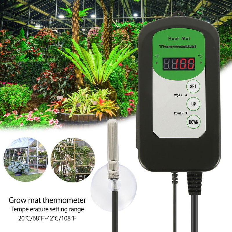 BoHoFarm Heat Mat Thermostat Controller Digital Heating Mat Thermostat for Reptile/Germination/Rooting 68-108℉