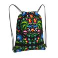 thumbnail image 2 of Wukai Roosters and Flowers Waterproof Drawstring Backpack with Zipper Pocket,Large Foldable Gym Bag for Women and Men, Perfect for Sports, Yoga, and Travel, 2 of 8