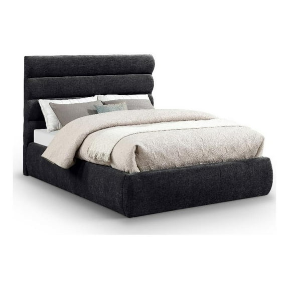 Meridian Furniture Adam Black Chenille Fabric Full Bed