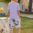 thumbnail image 4 of Conjunto de Pantalones Cortos Para Mujer, Cuello Redondo, Color Sólido, Manga Corta, Traje Estampado, Conjunto de Top Informal, Pijama de Chándal Odeerbi ODB159032, 4 of 4