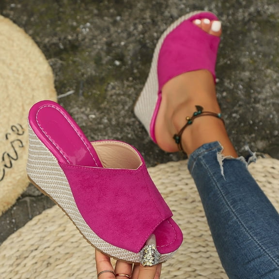 Wowcloth Women's Peep-Toe Flatform Sandals – Comfortable Wedge Heel Slides for Summer Casual Fashion Footwear,Plus Size