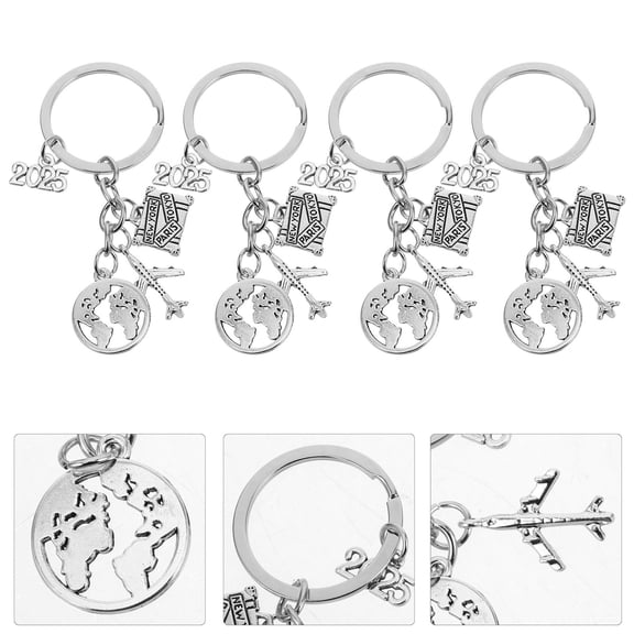 CATIEBYE 4Pcs Travel-Themed Airplane Keychain Set For Men Women Graduates 3.00X1.00X0.4In