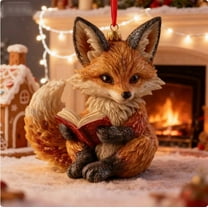 Christmas Raccoon Ornament Reading Book Animal Theme Holiday Tree Decoration Gift for Book Lovers Collectors(A)