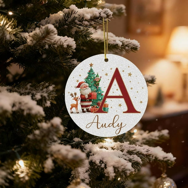 Adornos navideños, 26 letras, adornos colgantes para árbol de Navidad, adornos navideños personalizados, adornos navideños DIY, decoración navideña, decoración colgante para árbol de Navidad, artículo