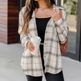 thumbnail image 3 of Sevevn Long Sleeve Tops for Women Women Button Plaid Spring And Fall Fashion Loose Cardigan Blouse Top Family Gifts, 3 of 6