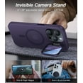 thumbnail image 3 of for iPhone 14 Pro Max Case with Metal Camera Stand [Built-in 9H Camera Lens Protector][Compatible with Magsafe] Military Grade Shockproof Translucent Matte Magnetic Phone Case 6.7", Purple, 3 of 12