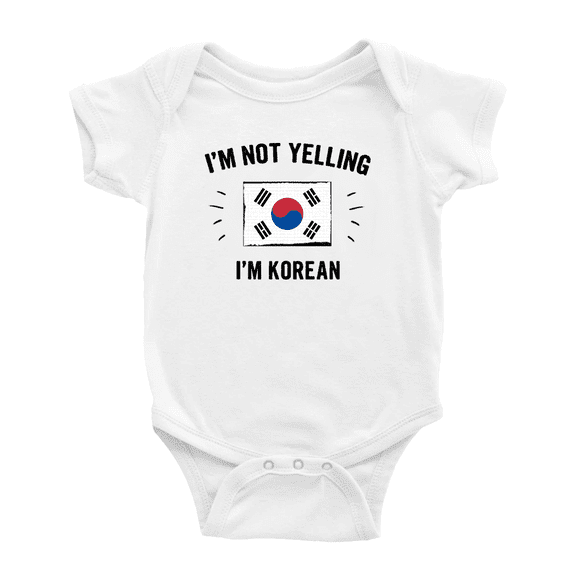 I'm Not Yelling, I'm Korean Baby Bodysuit Newborn Clothes Outfits (White, 18-24 Months)