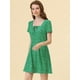 thumbnail image 2 of Vestido De Manga Corta Y Estampado Floral De Corazón De Estrella Por Encima de la rodilla Para Mujer Verde Floral L, 2 of 6