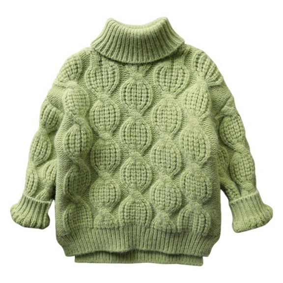 FamilyThread Toddler Kids Boys And Girls Long Sleeve Knit Sweaters Turtleeck Pullover Fashion Sweater Kids Solid Blouse Tops For 1-6Y